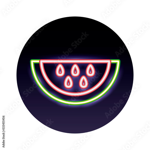 watermelon fruit neon light style icon