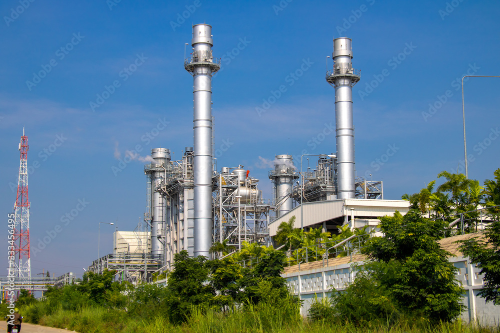 Natural Gas Combined Cycle Power Plant with  blue sky