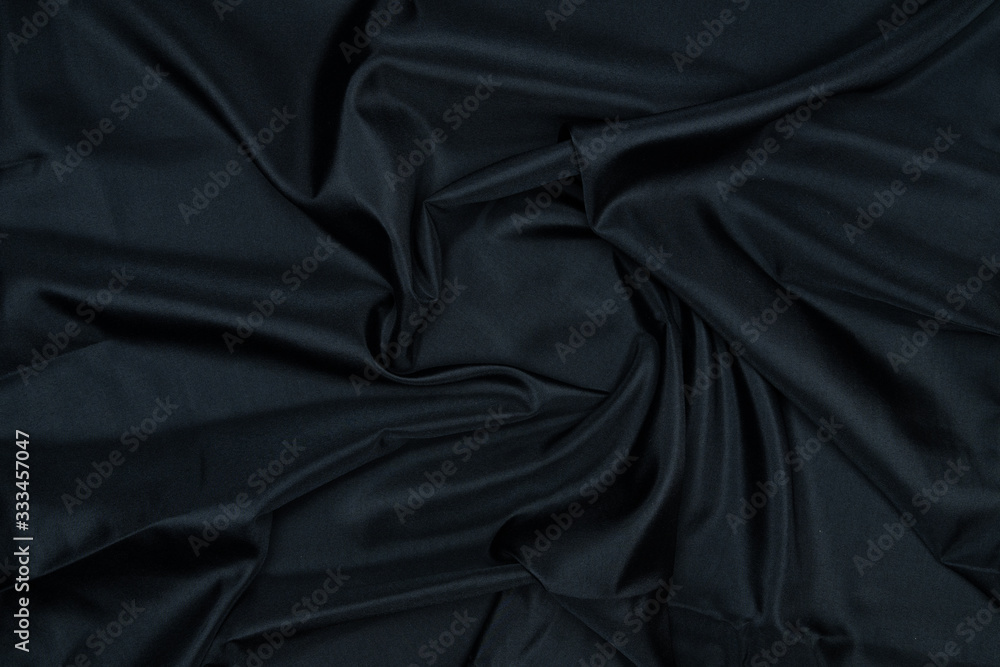 Abstract black drapery cloth, Pattern and detail grooved of black fabric for background and abstract