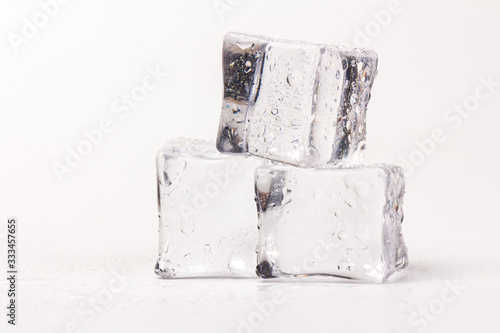 ice cubes in close-up on white background