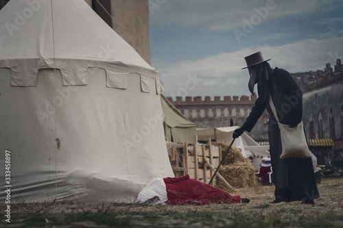Canvas Print A masquerade historical scene reconstruction