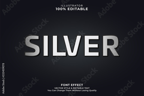 Silver text effect for typography