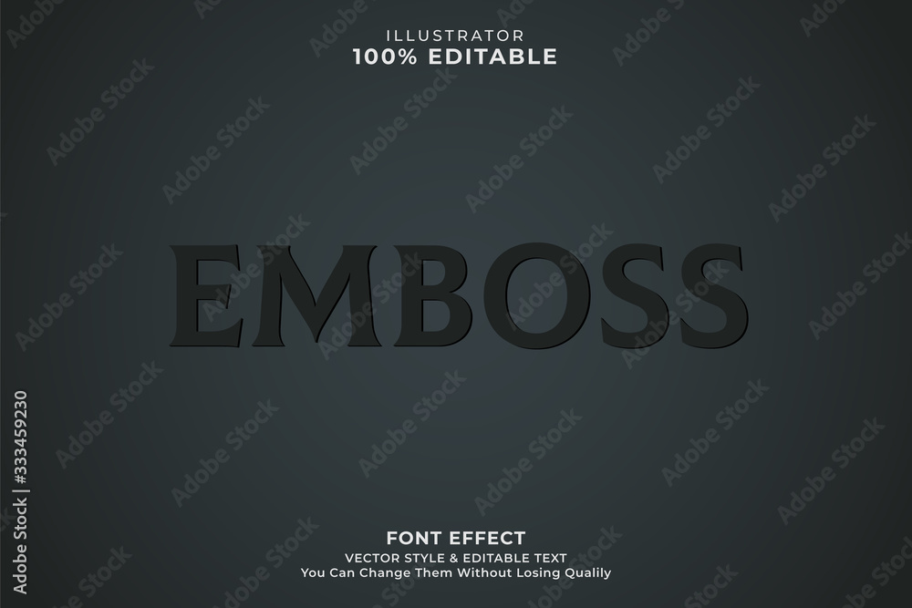 Emboss text effect,  editable font