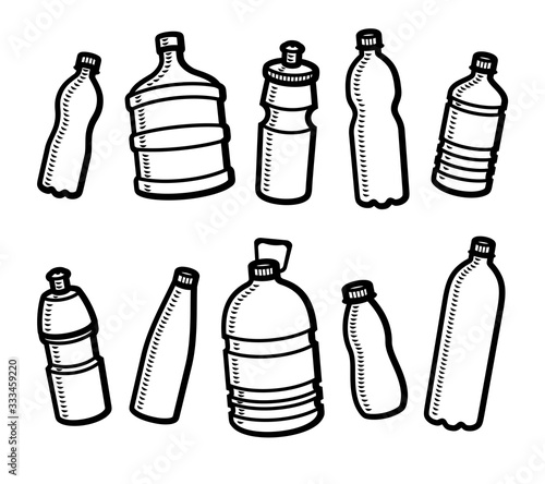 Bottles water set. Collection icon bottles water. Vector