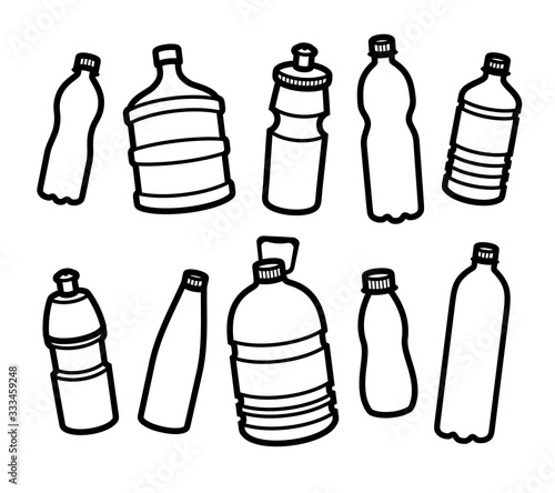 Bottles water set. Collection icon bottles water. Vector