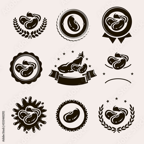 Beans labels and elements set. Collection icon beans. Vector
