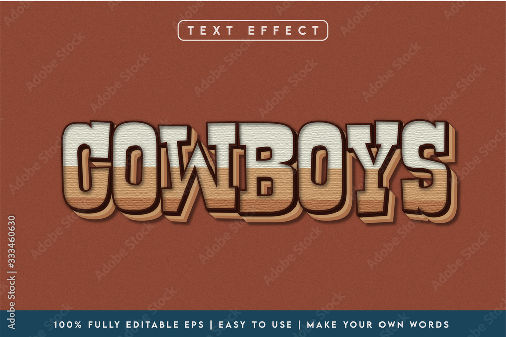 Cowboys 3d style text effect in brown color scheme Cowboys 3d style text effect in brown color scheme