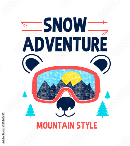 Hand drawing goggles vector illustration and slogan for print design.