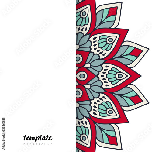 Mandala white background. Round floral ornament