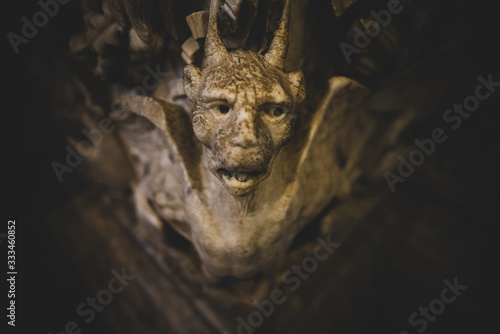 Viso di pietra demone nella chiesa di Siena 