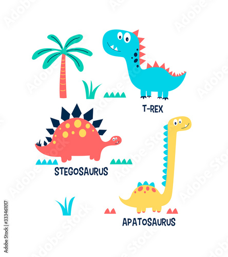 Hand drawing dinosaur and slogan vector.