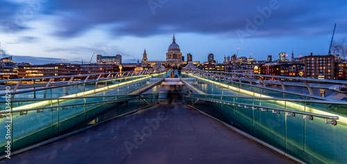 Photography Long exposure at dusk of Millenium Bridge and St Pauls