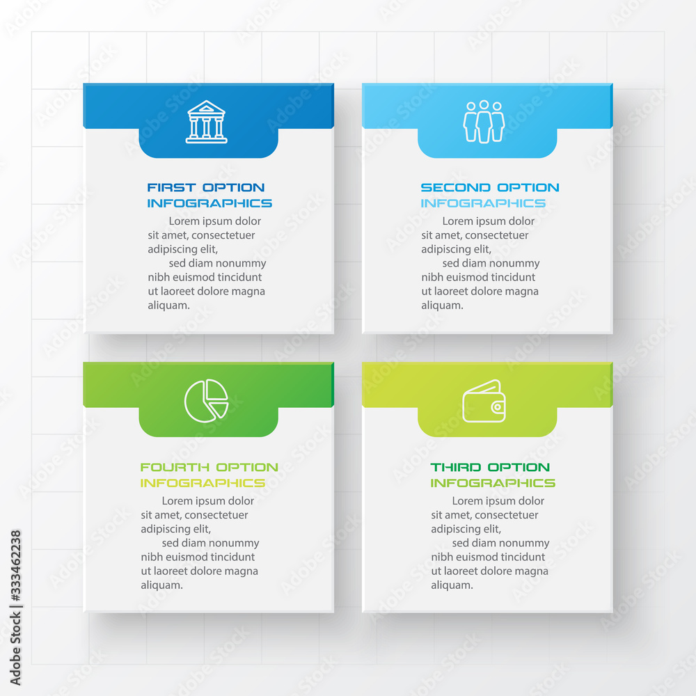 Business infographics template 4 steps with square,Element for design invitations,Vector illustration. Business infographics template 4 steps with square,Element for design invitations,Vector illustration.