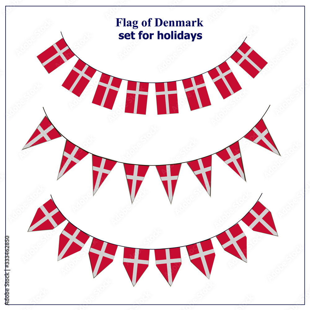 Fototapeta premium Bright set with flags of of Denmark. Happy Denmark day. illustration with transparent background.