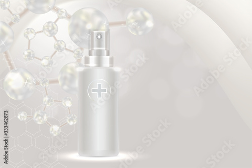 Beauty product ad design, white cosmetic container with collagen solution advertising background ready to use, luxury skin care banner, illustration vector.