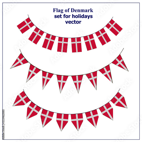 Bright set with flags of of Denmark. Happy Denmark day. Vector illustration with transparent background.