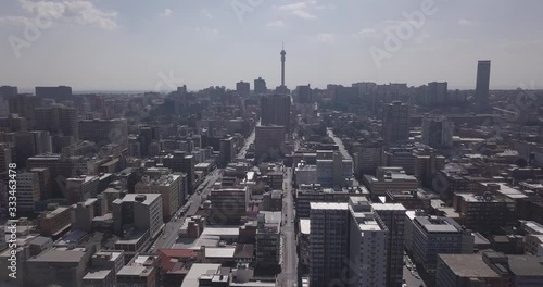 Aerial view of downtown with offices and residential buildings, Johannesburg, South Africa photo