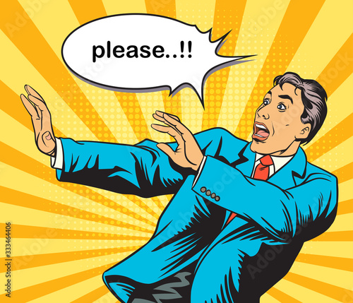 Business people are scared. Pop art retro illustration comic Style Vector.