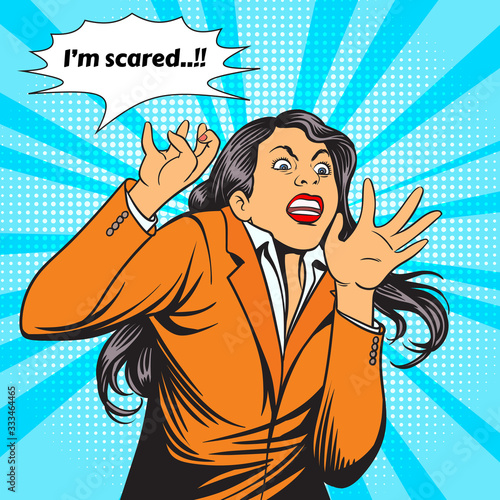 Scared women. Pop art retro illustration comic Style Vector