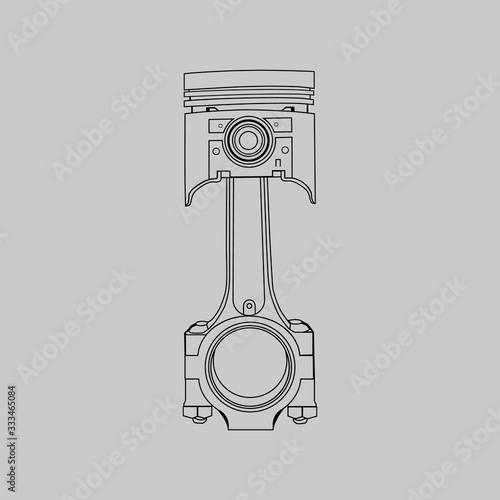 Piston icon in cartoon style on background