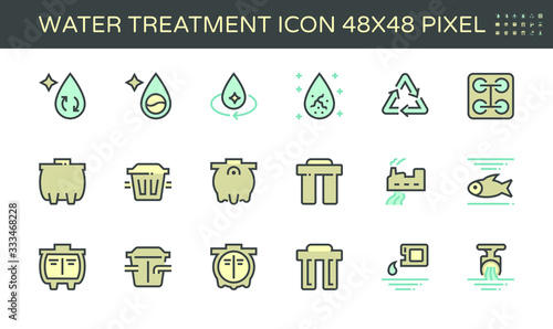 Water treatment and septic tank icon, 48x48 perfect pixel and editable stroke.