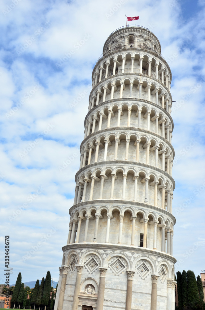 Pisa Tower, in blue Sky - Pisa, Italy