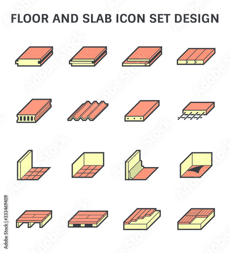 Wood floor tile floor and slab vector icon set design.