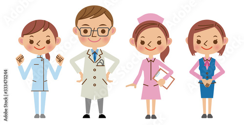 医療スタッフイメージ（医者・看護師・介護士・医療事務）