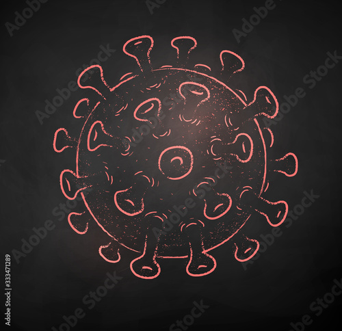 Coronavirus vector color chalk drawn illustration