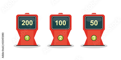 Set of game show stands with playing buttons,isolated on white background