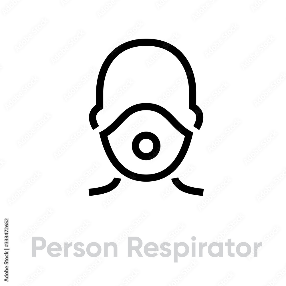 Fototapeta premium Person Respirator icon. Editable line vector.