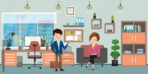 people talking,male and female characters,coffee break,