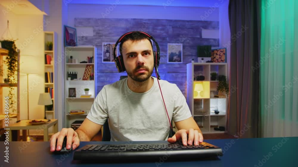 Young professional game player screaming Young professional game player screaming