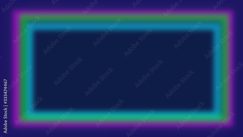 Bright purple, green, blue neon multicolored rectangle box for open text illustration on black background panorama. Bright purple, green, blue neon multicolored rectangle box for open text illustration on black background panorama.