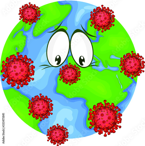 planet Earth protecting against coronavirus vector illustration cartoon