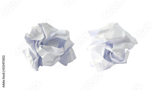 White crumpled paper ball isolated on white background.