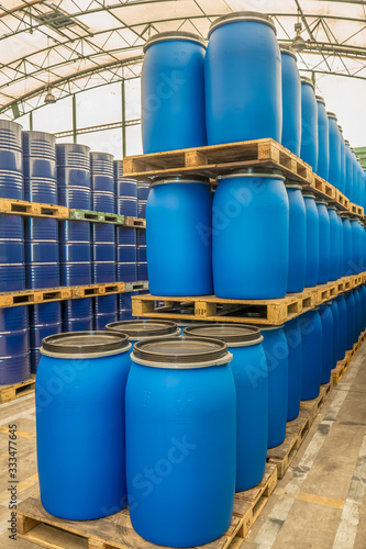 oil barrels or chemical drums stacked up