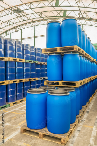 oil barrels or chemical drums stacked up