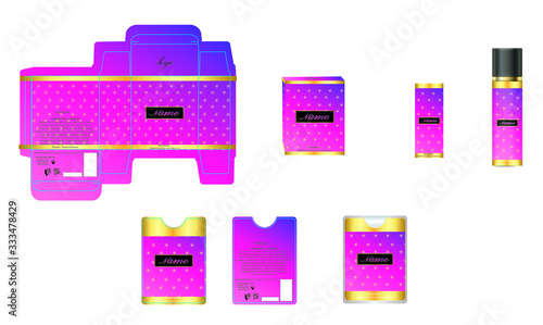 Packaging design, luxury perfume box, pocket perfume and deo design template and mock up box. Illustration vector.
