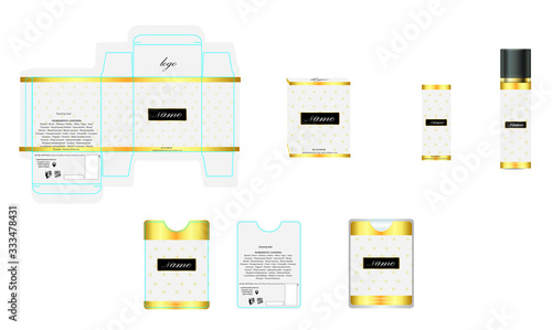 Packaging design, luxury perfume box, pocket perfume and deo design template and mock up box. Illustration vector.