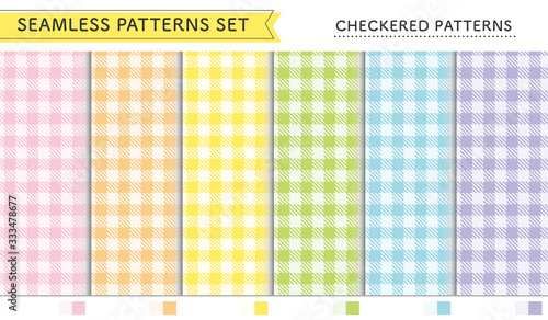 シームレス　ギンガムチェック　パターン　セット