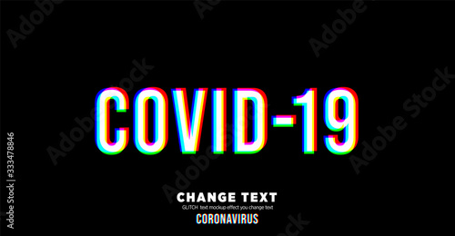 corona virus (covid-19) glitch text effect mockup banner