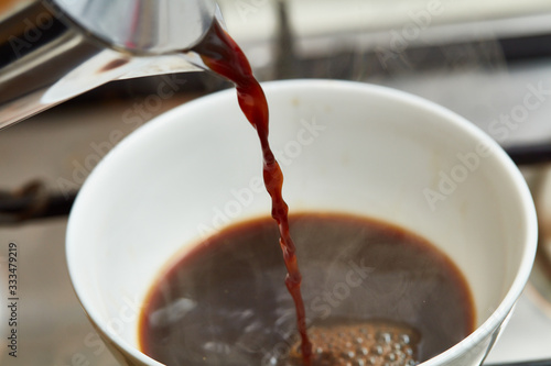 pouring a cup of coffee