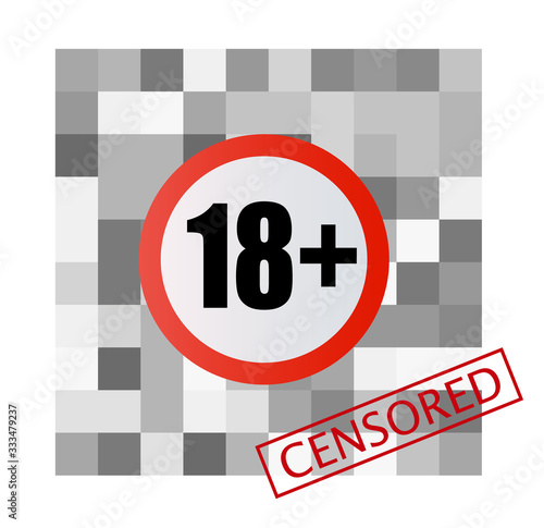 Pixel censored sign. Black censor bar concept.