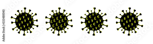 Covid-19 virus with Global Economy, Coronavirus, Virology Concept, Vector illustration