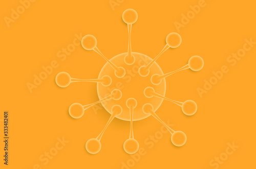 Virus. Abstract vector on white and yellow background,Abstract virus strain model of MERS-Cov or middle East respiratory syndrome coronavirus and Novel coronavirus 2019-nCoV with text on background.