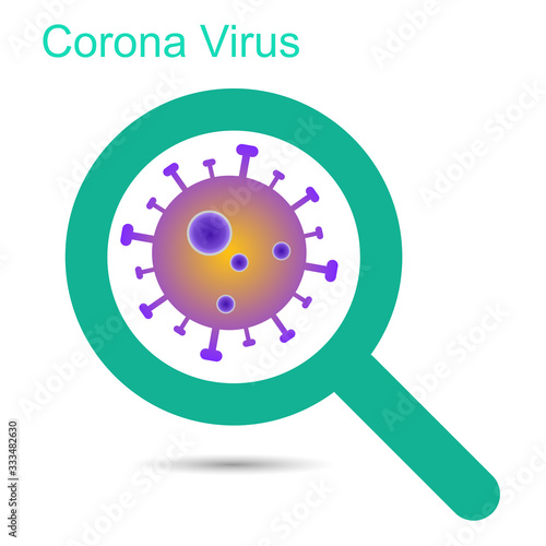 Identifying on CoronaVirus by magnifying glass.