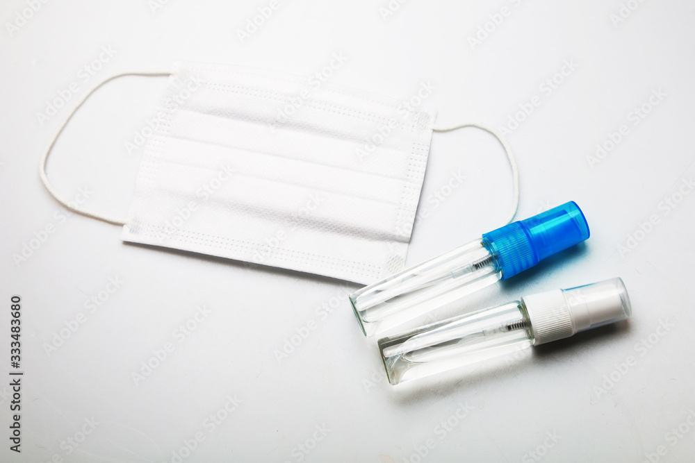 Bottle and spray bottle hand sanitizer gel anti and protect yourself and face mask Bottle and spray bottle hand sanitizer gel anti and protect yourself and face mask