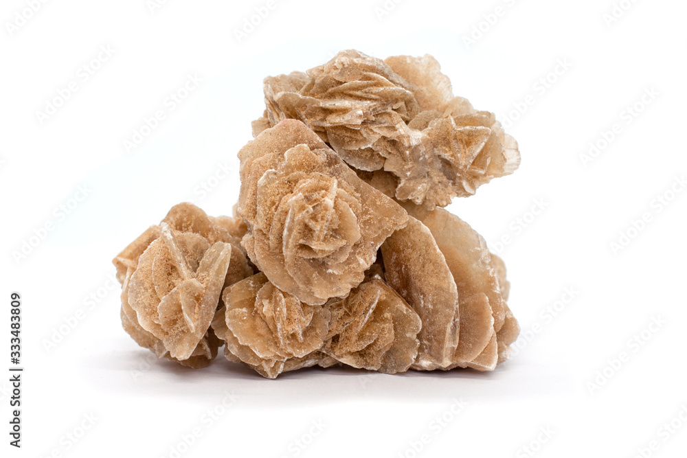 mineral roses. Sahara desert mineral rose isolated on white background