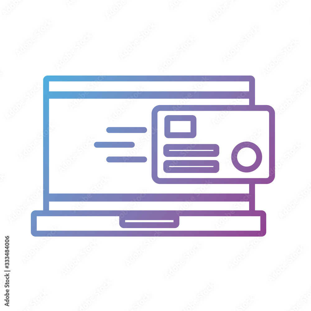 credit card with laptop payment online line degradient style credit card with laptop payment online line degradient style